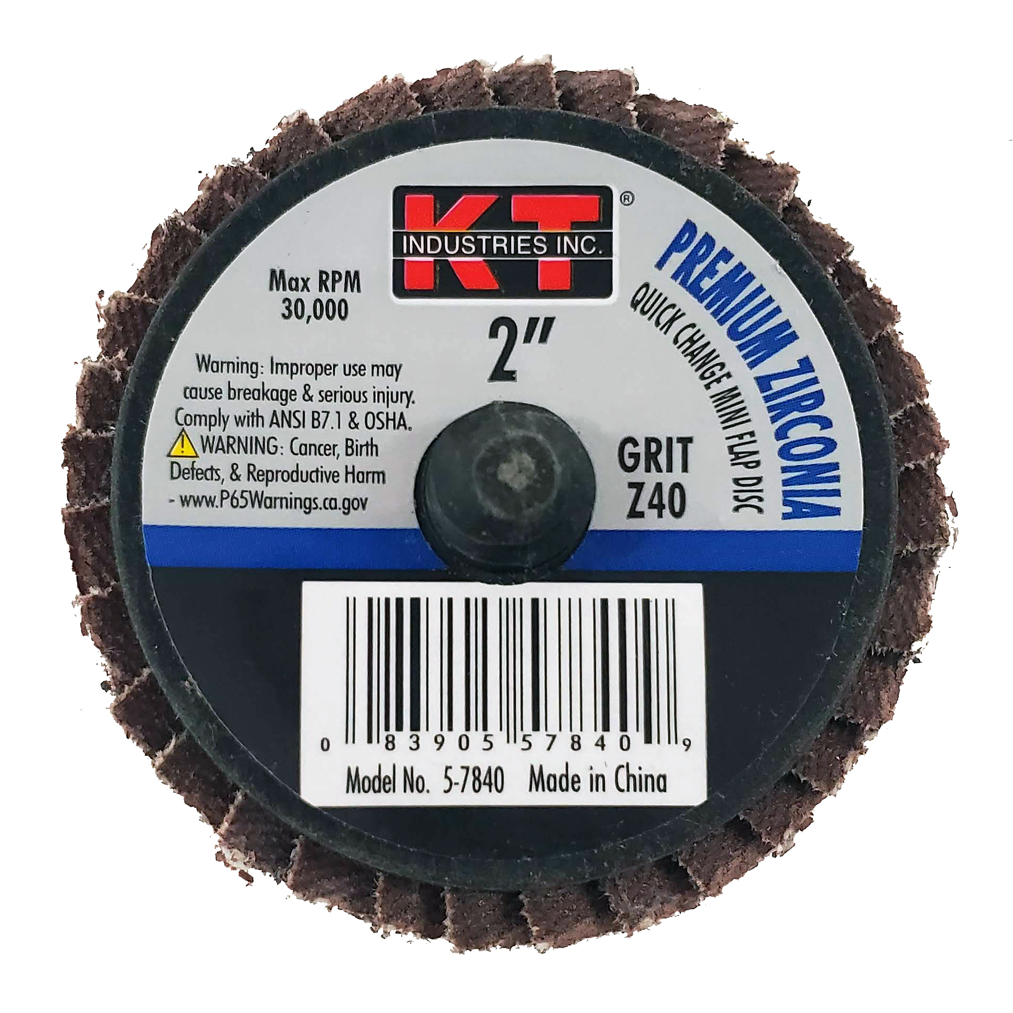 K-T Industries Mini Flap Disc — 2in., 40 Grit, Blue Zirconia, Model# 5-7840